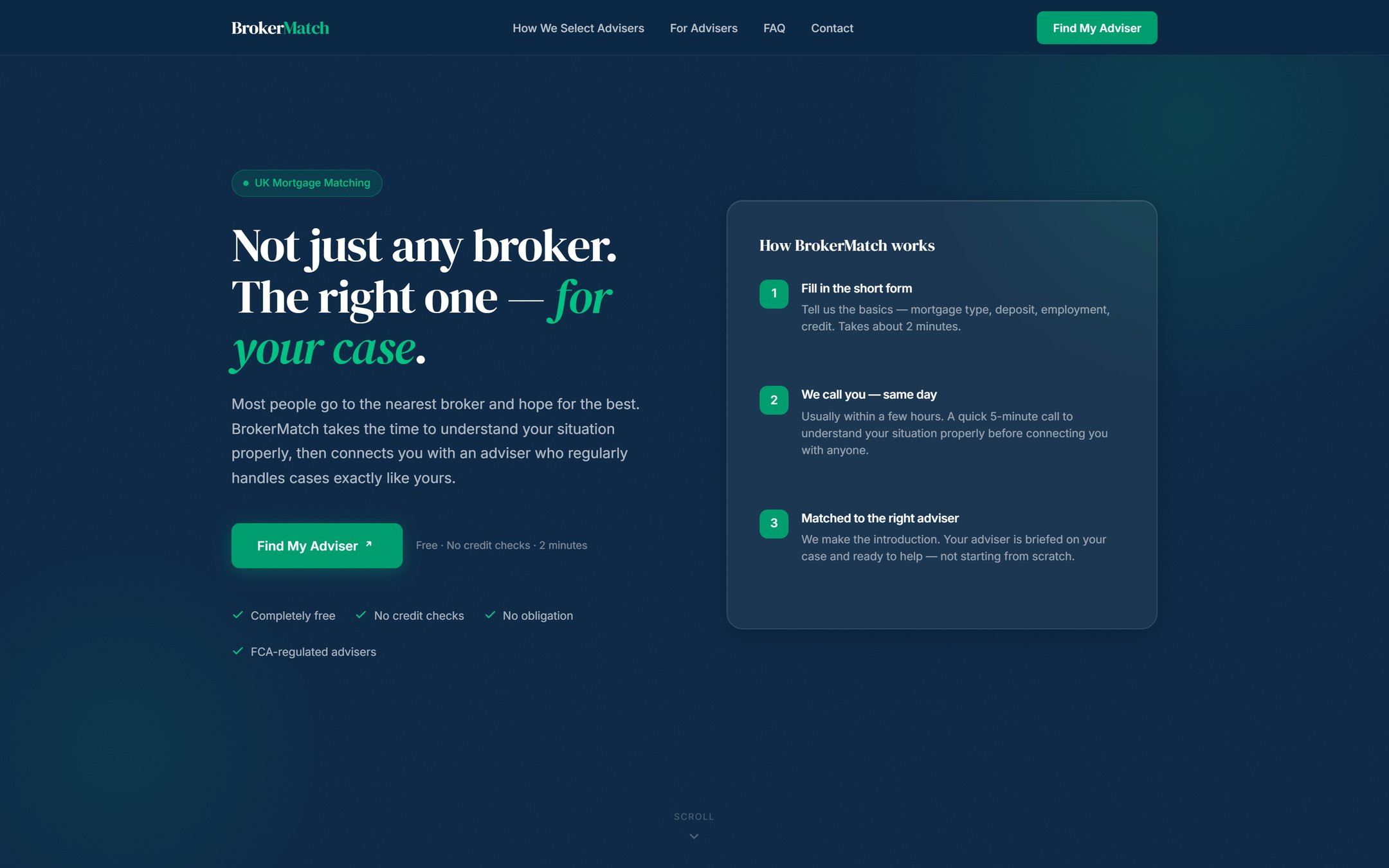 BrokerMatch, a UK mortgage adviser matching service, web design and development by Meko