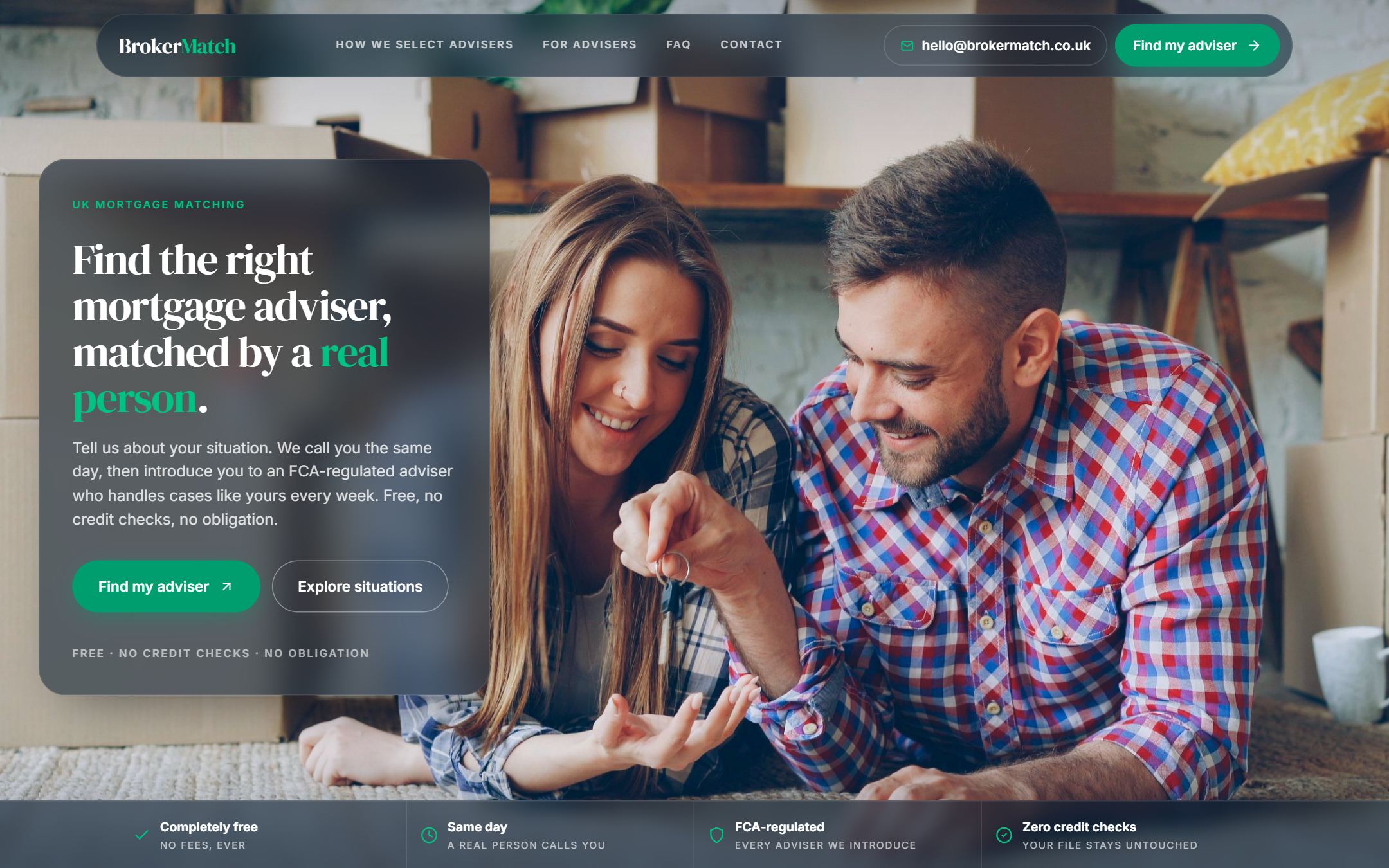 BrokerMatch, a UK mortgage adviser matching service, web design and development by Meko